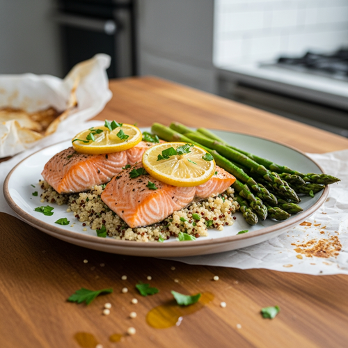 Healthy Lemon Garlic Baked Salmon and Asparagus