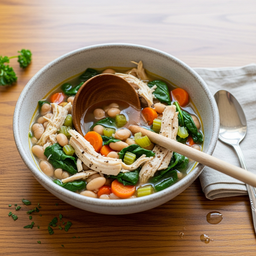 Nourishing White Bean and Spinach Chicken Soup
