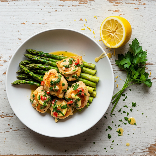 Healthy Creamy Lemon Chicken and Asparagus Skillet