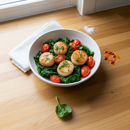 Healthy Seared Scallops with Lemon and Garlic